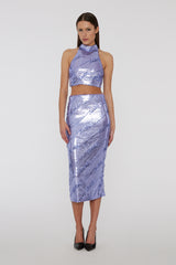 Sequins Midi Skirt violet tulip comb.