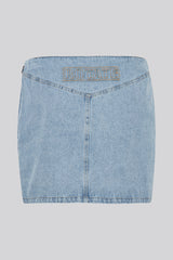 Zoe Denim Laced Mini Skirt light blue denim