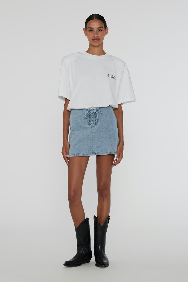 Zoe Denim Laced Mini Skirt light blue denim