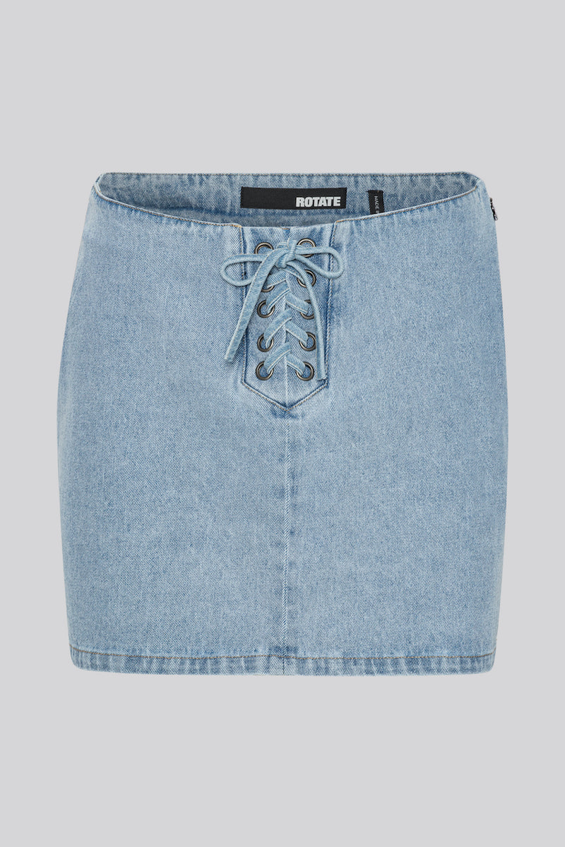 Zoe Denim Laced Mini Skirt light blue denim