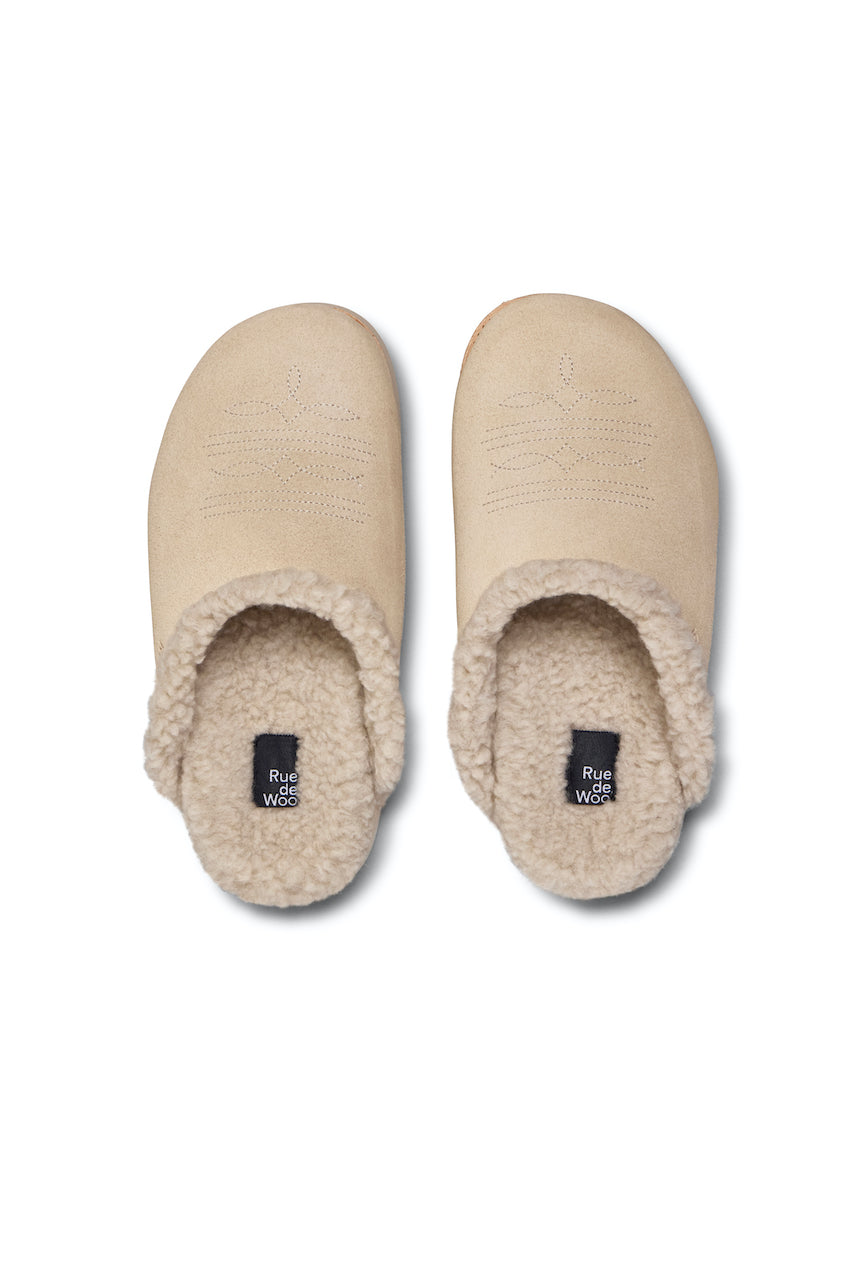 Mules embroidery sand