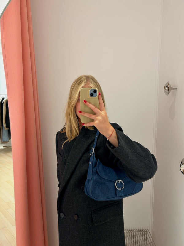 Thea Buckle Shoulder Bag dark blue