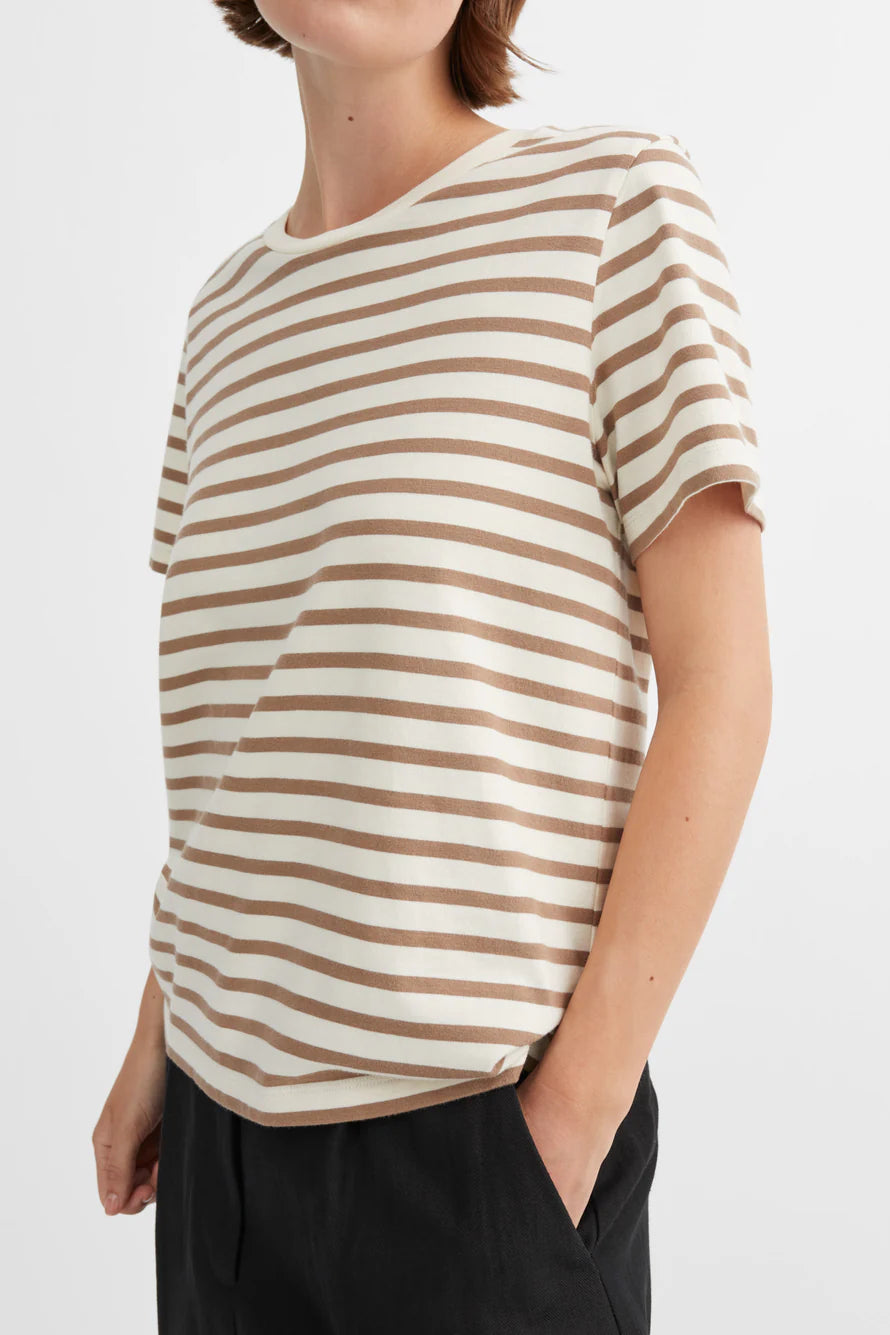Loui Regular Tee light brown stripes