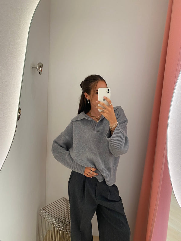 Dean V-Neck Jumper grey melange