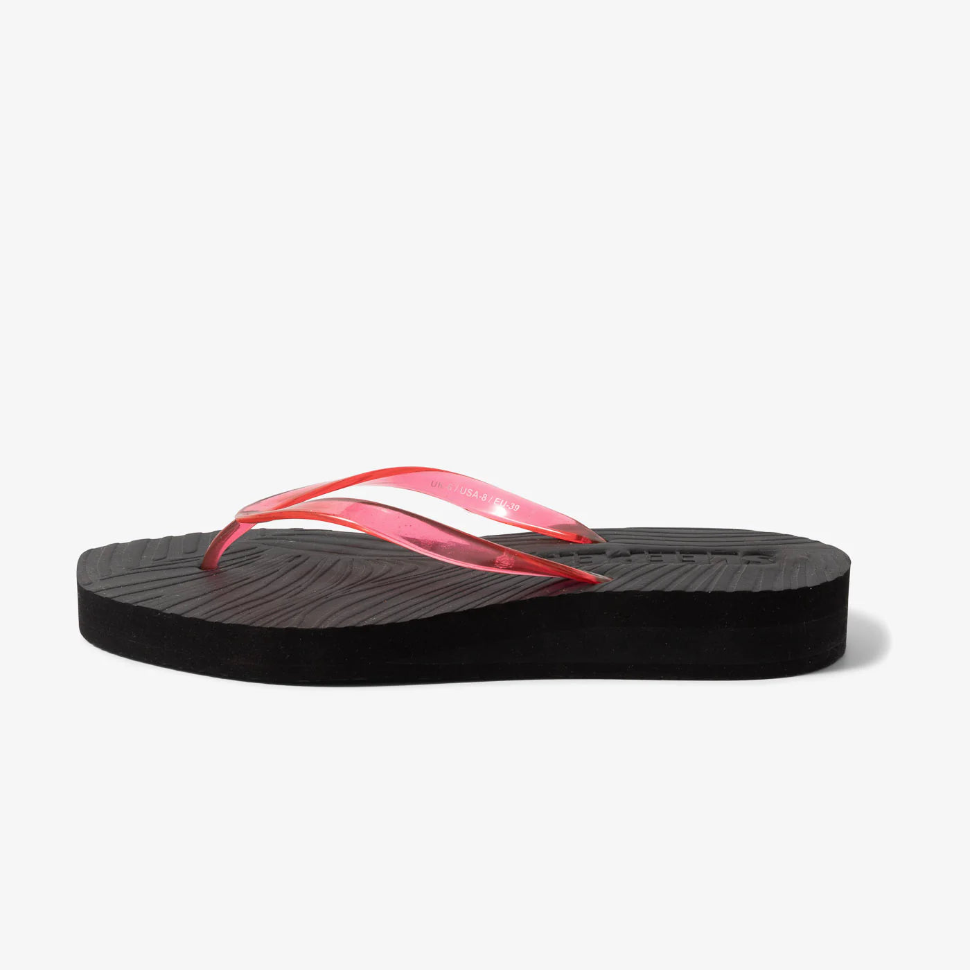 Tapered Platform Flip Flop black red transparent
