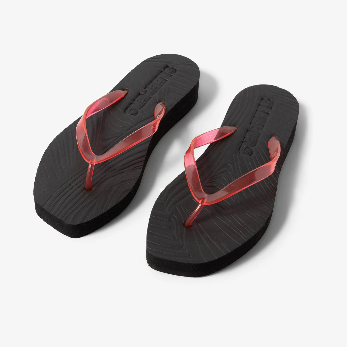 Tapered Platform Flip Flop black red transparent