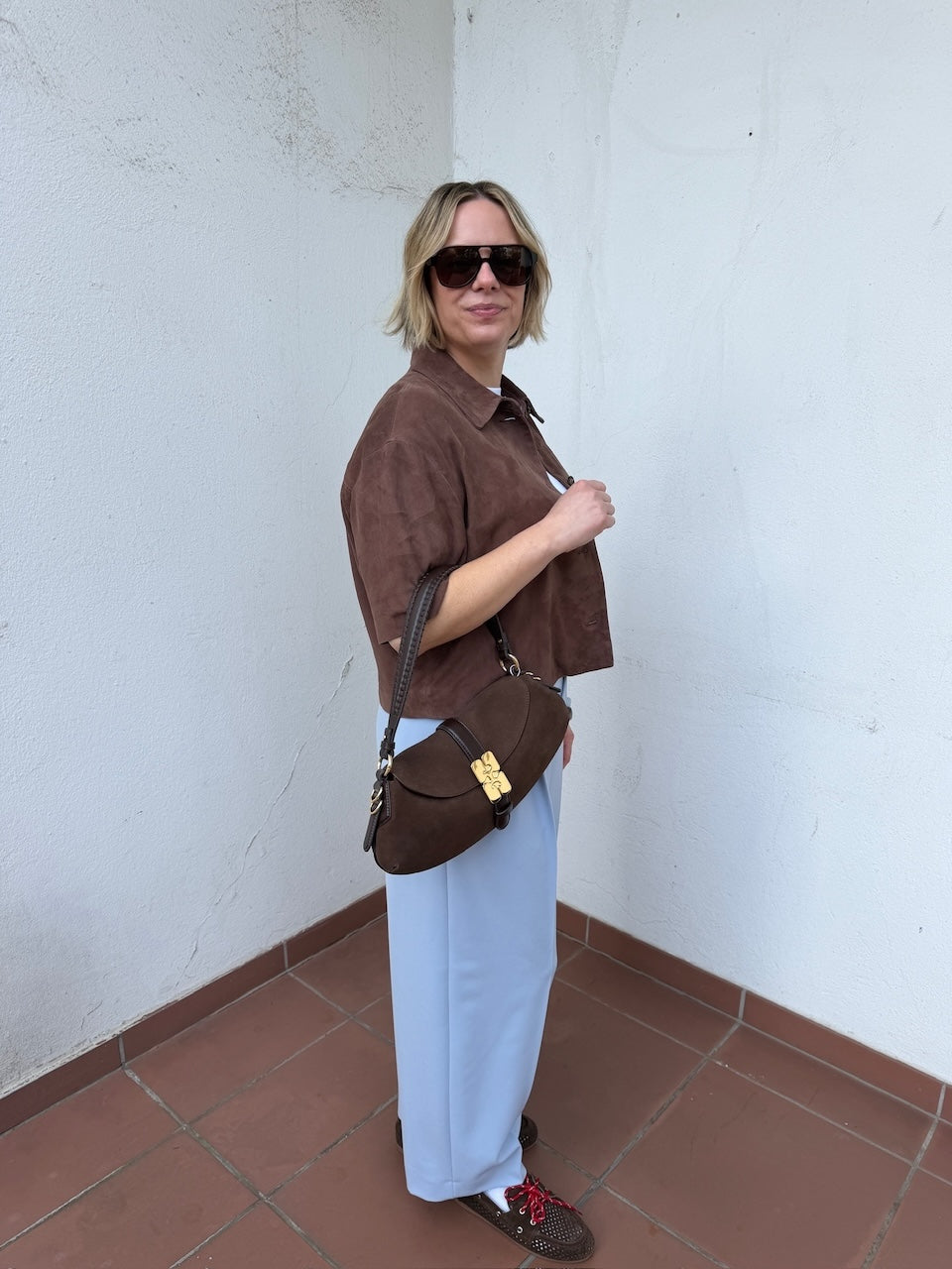 Eveline Goat Suede Top marrone