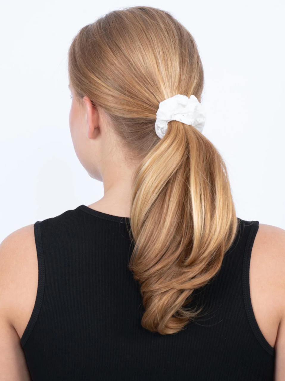 Floral Broderie Scrunchie soft white