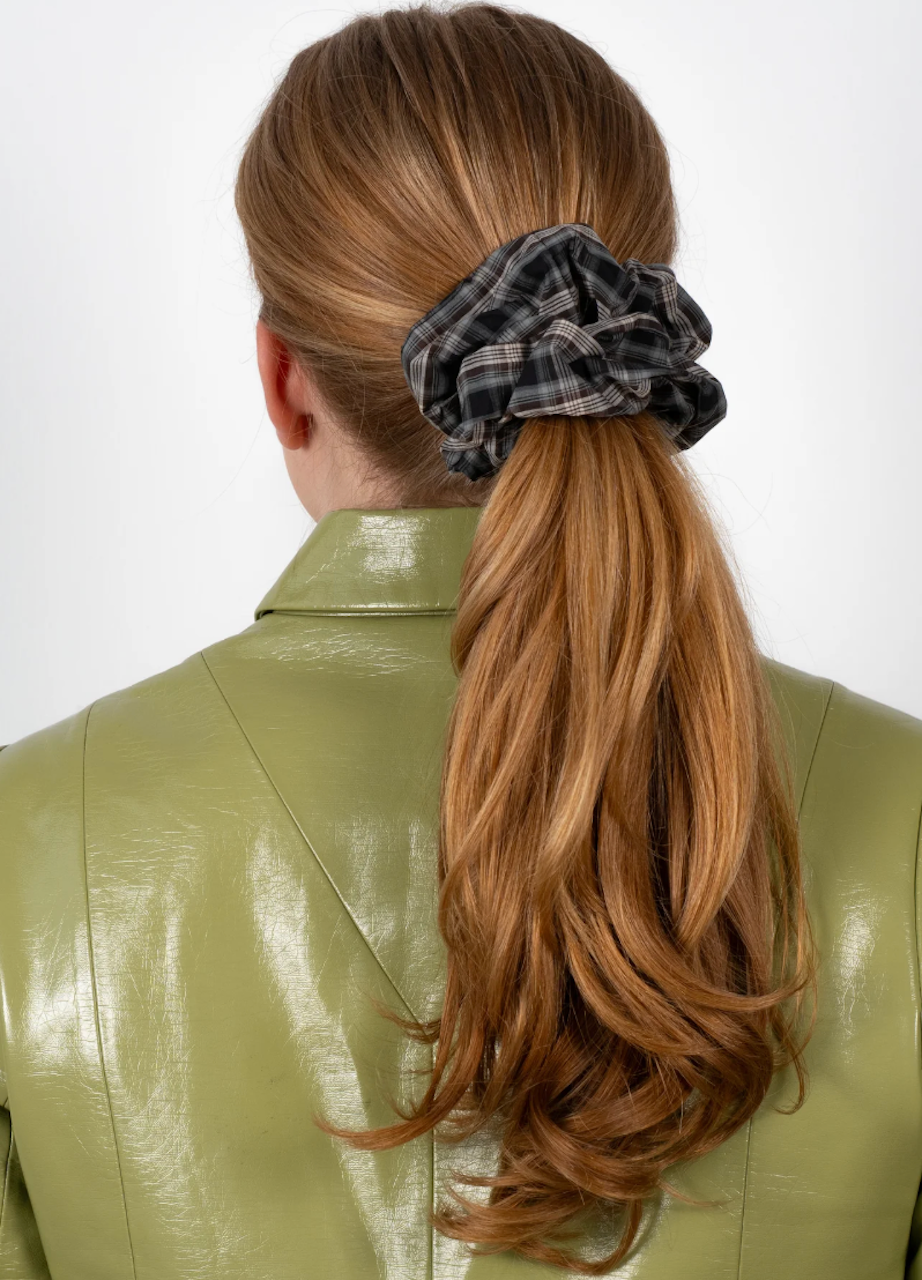 Tartan Scrunchie brown/grey