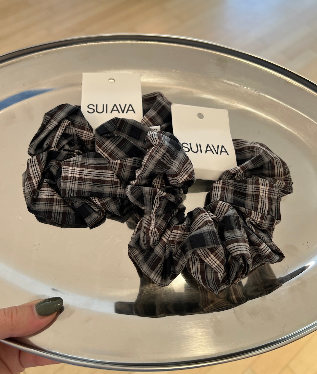 Tartan Scrunchie brown/grey