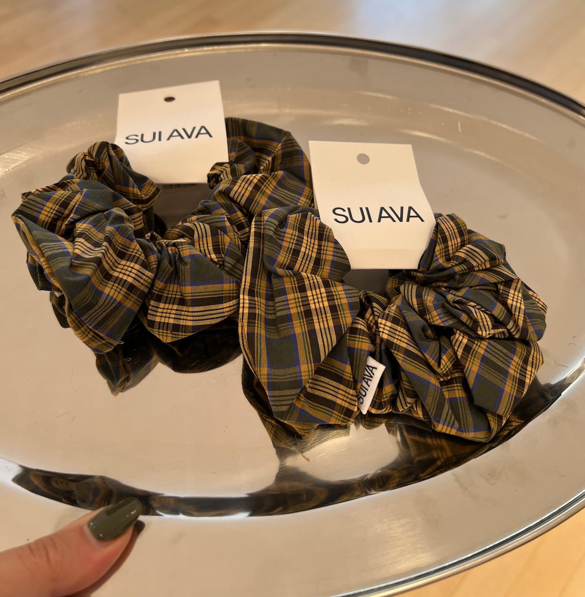 Tartan Scrunchie green/blue