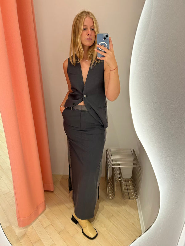 Two Color Maxi Skirt castlerock