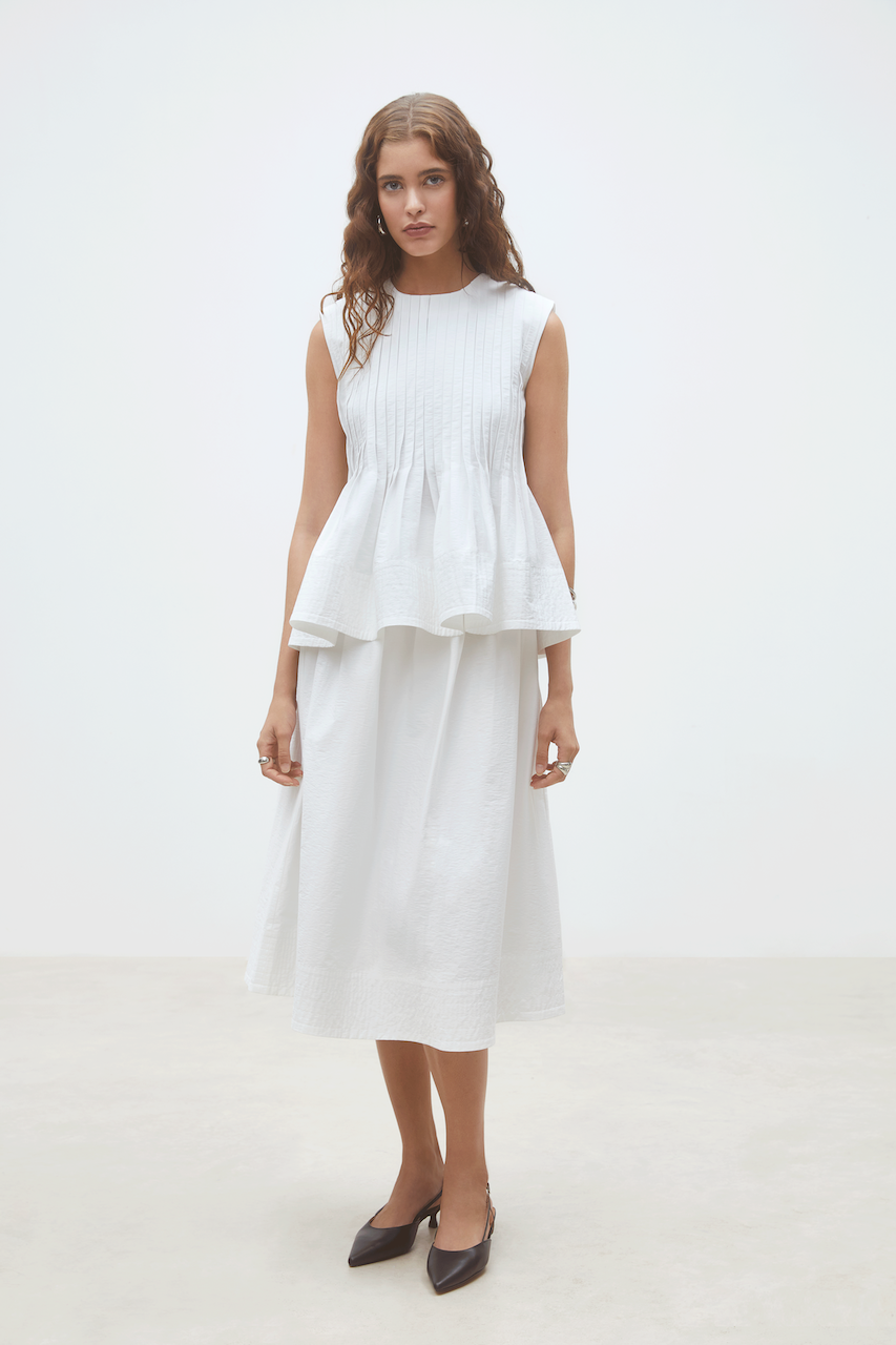 Faye Midi Skirt blanc casse