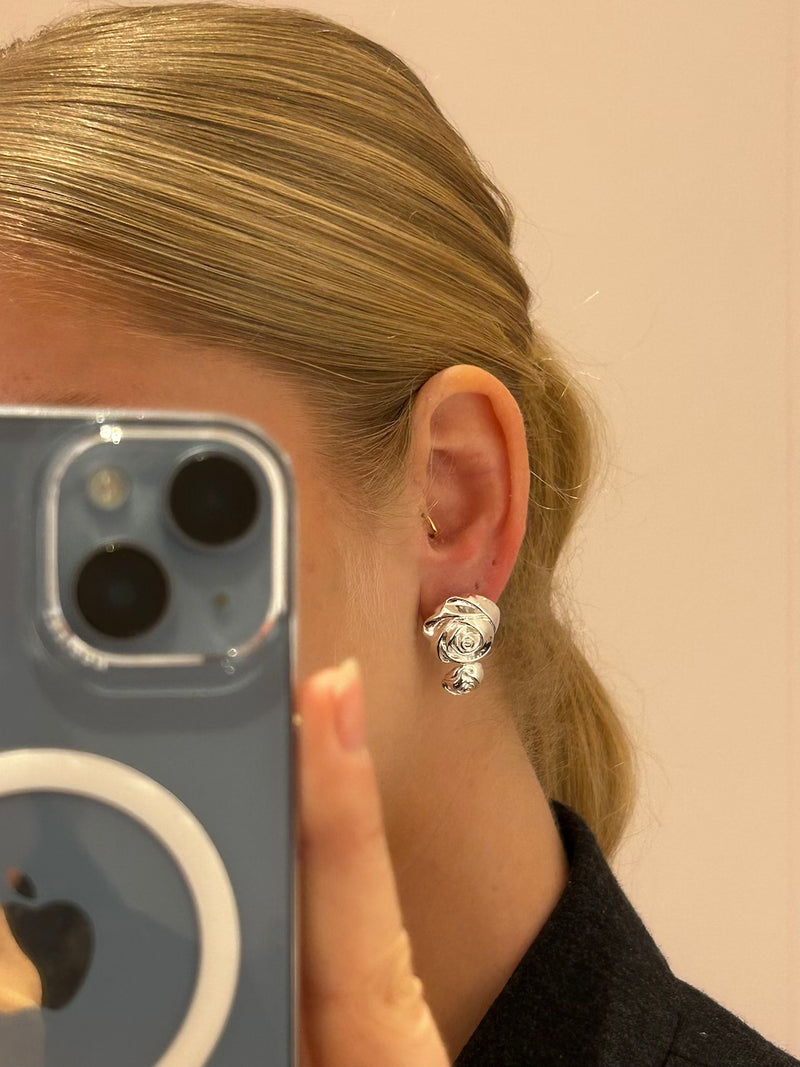 Double Rose Earring silver