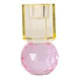 Kerzenständer kristall rund hellgelb / pink