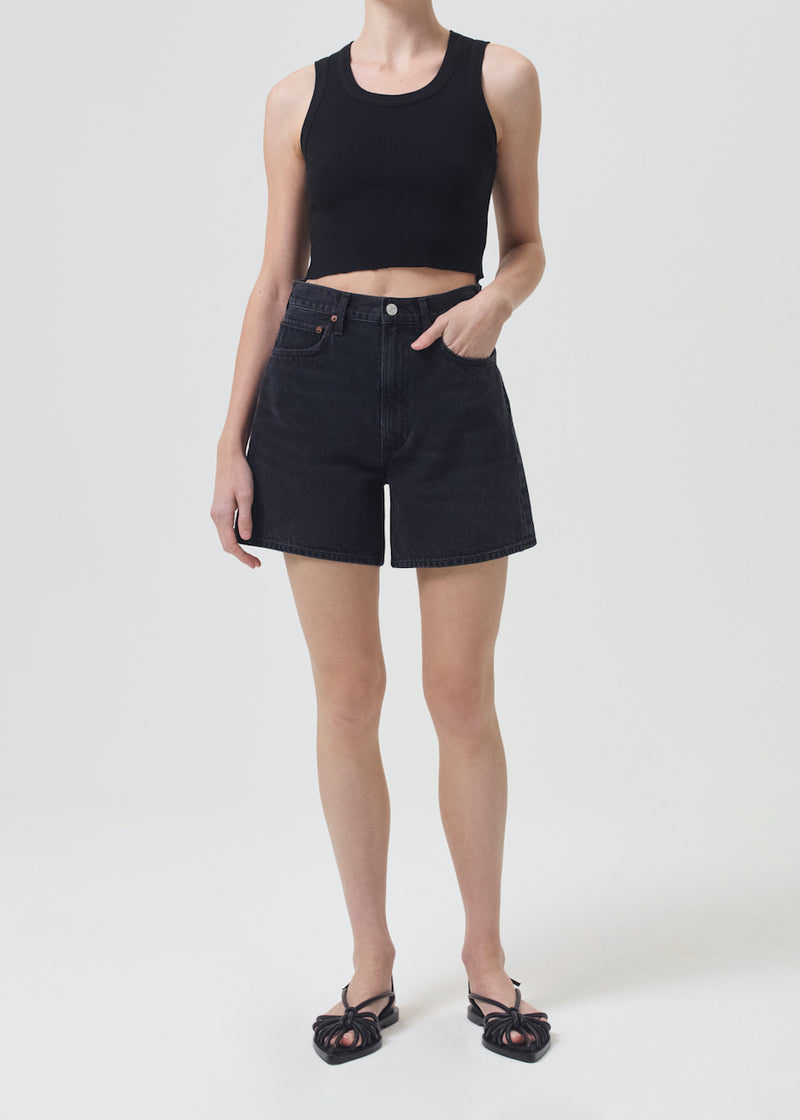 Cropped Poppy Tank black