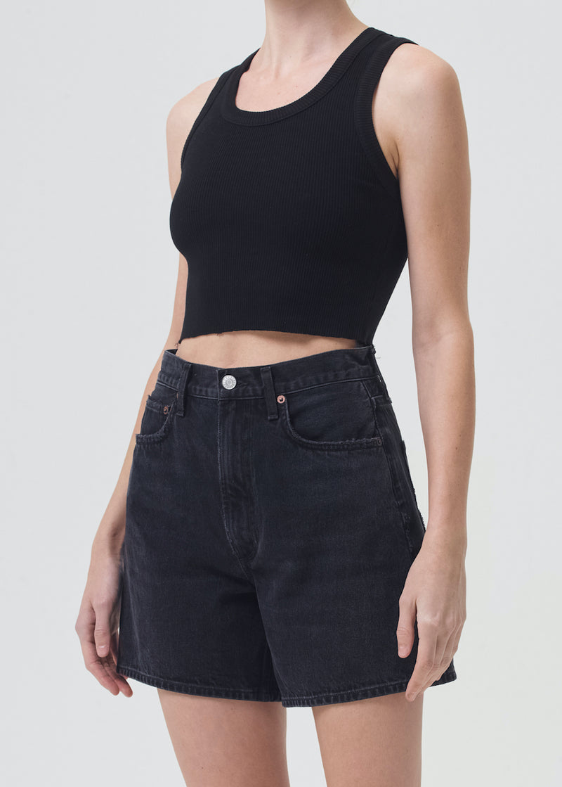 Cropped Poppy Tank black