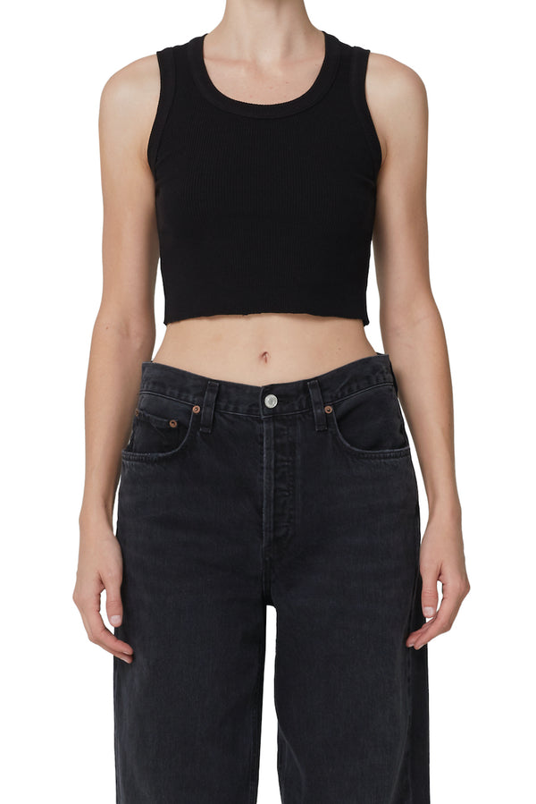 Cropped Poppy Tank black