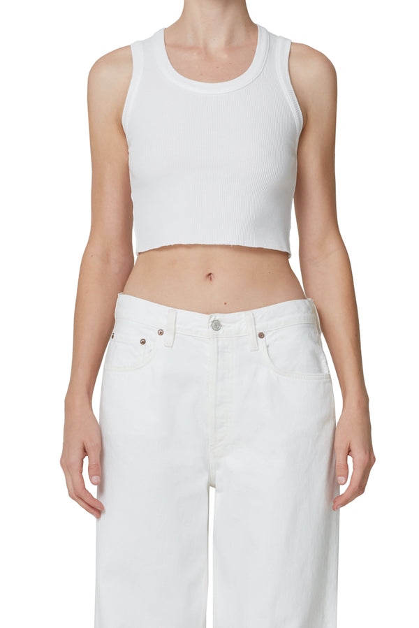 Cropped Poppy Tank white
