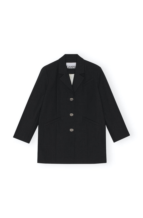 Cotton Suiting Oversized Blazer black