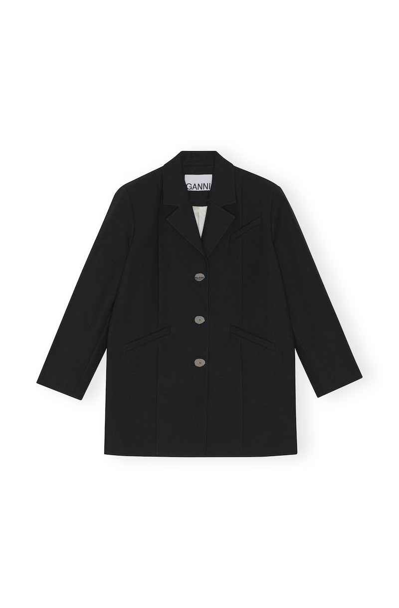 Cotton Suiting Oversized Blazer black