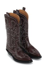 Mid Shaft Embroidered Western Boot burgundy