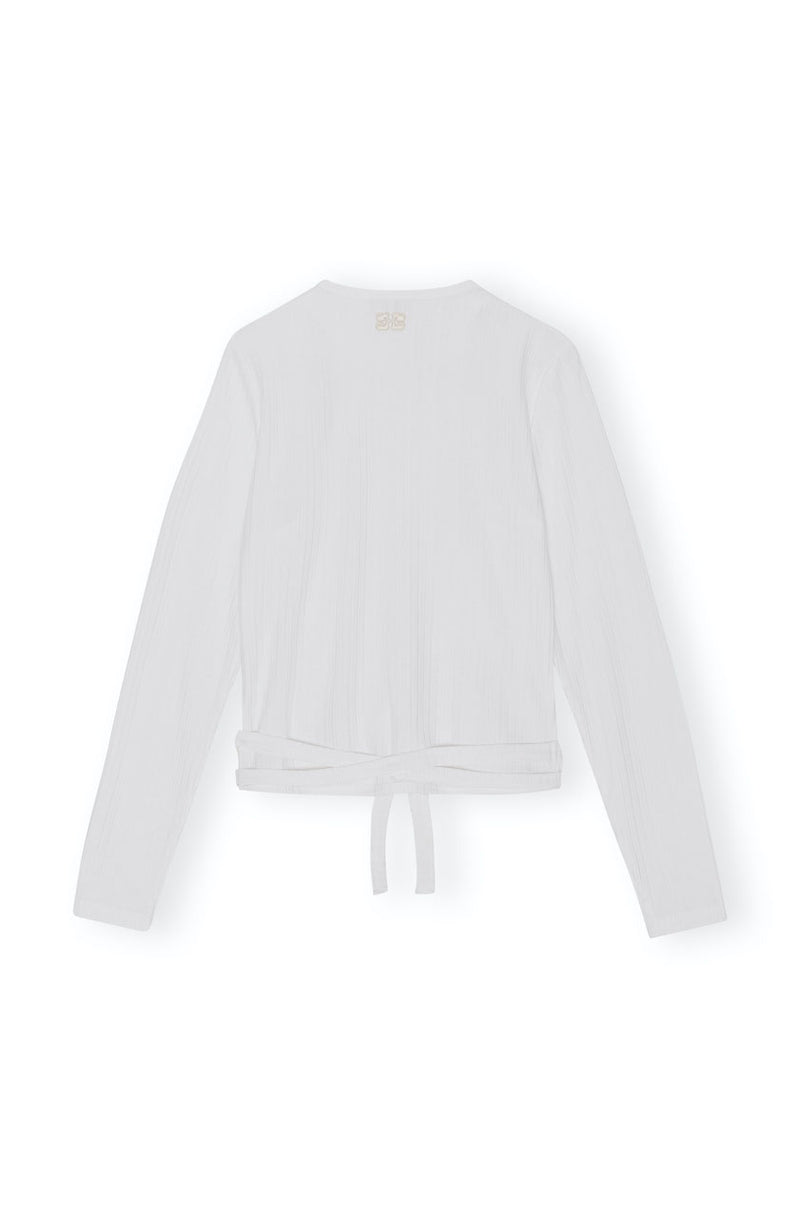Rib Jersey Wrap Blouse bright white