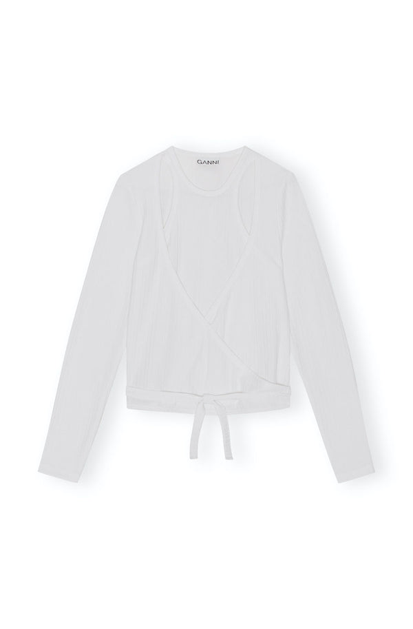 Rib Jersey Wrap Blouse bright white