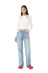 Rib Jersey Wrap Blouse bright white