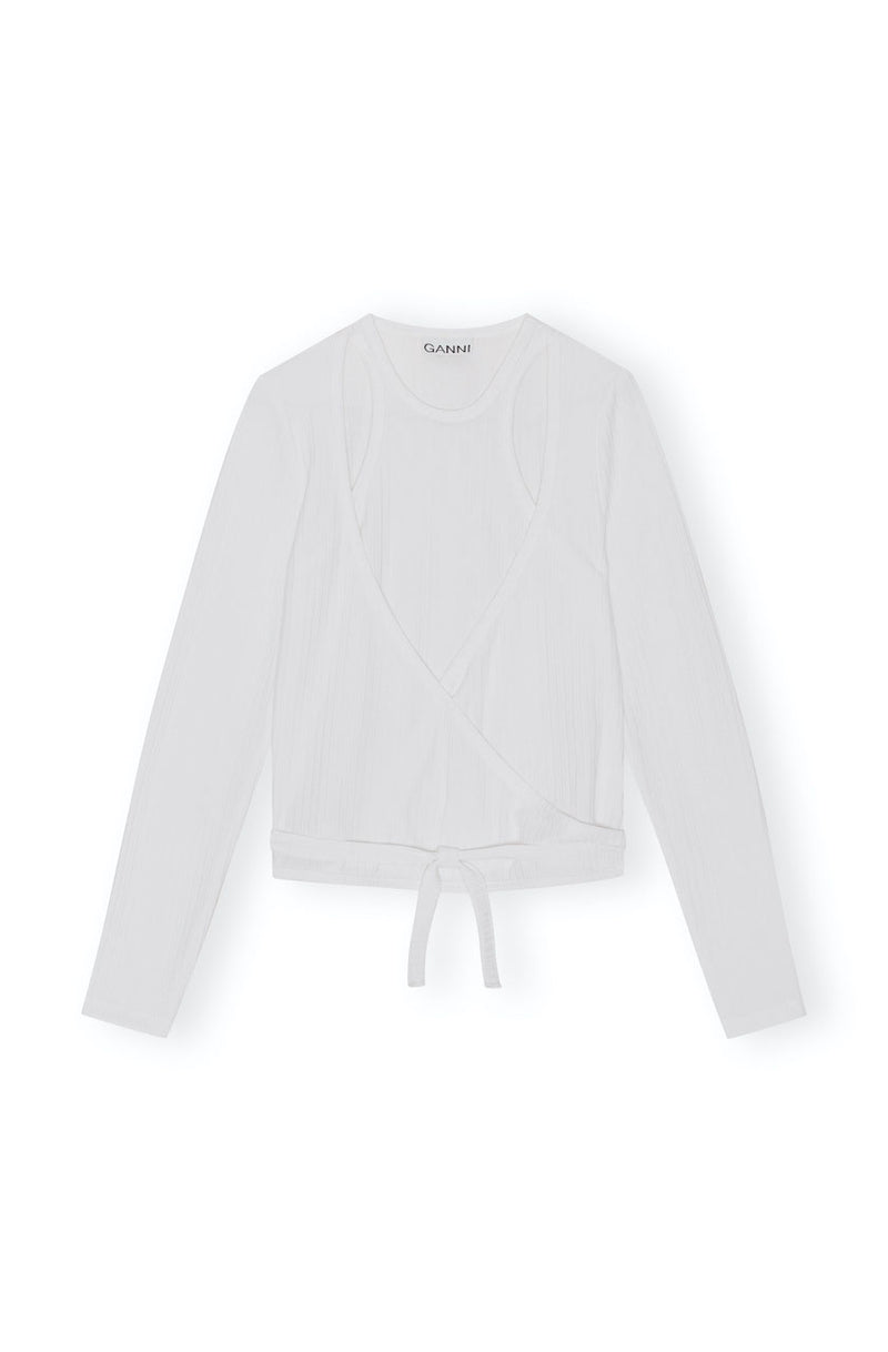 Rib Jersey Wrap Blouse bright white
