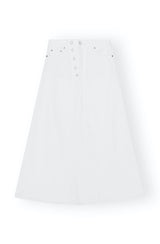 White Denim Double Fly Maxi Skirt bright white