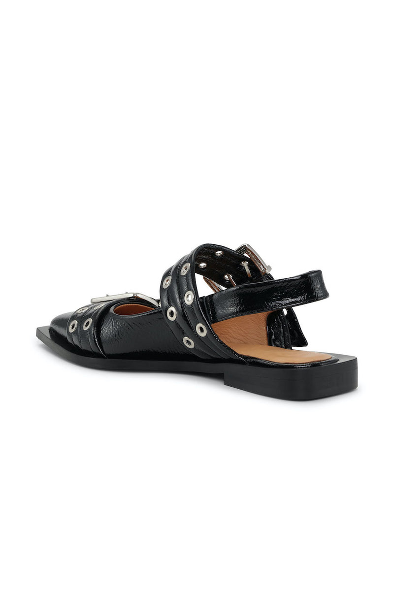 Wide Welt Buckle Ballerina Naplack black