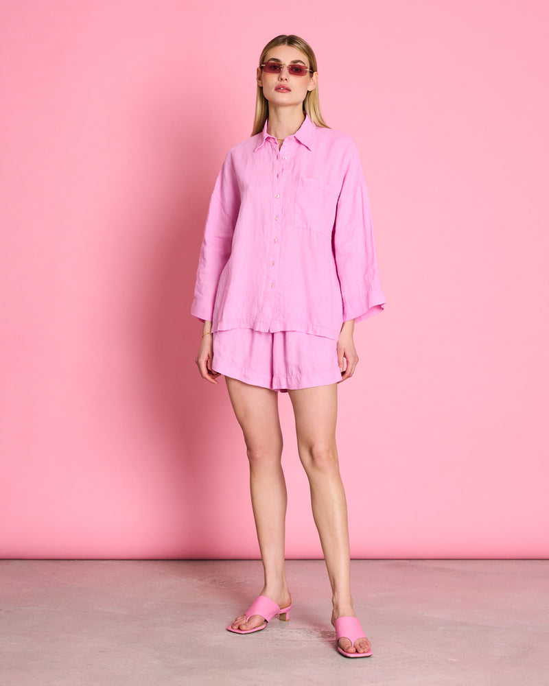 Linen Shorts Tournai flamingo pink