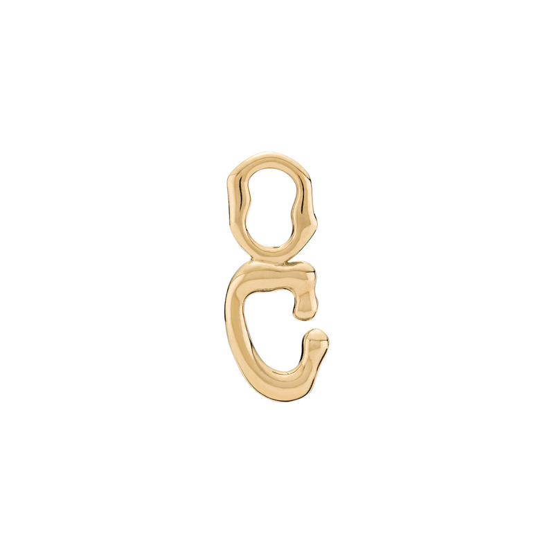 Fluent Letter C Charm Earring Gold