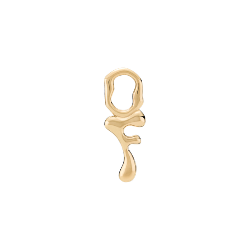 Fluent Letter F Charm Earring Gold