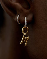 Fluent Letter M Charm Earring Gold