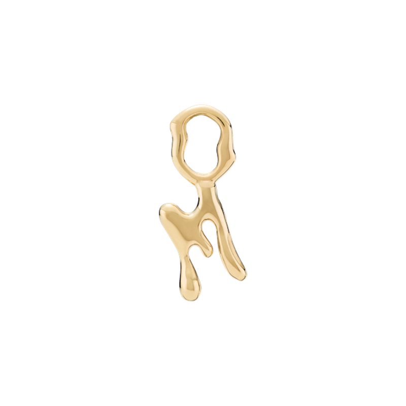 Fluent Letter M Charm Earring Gold