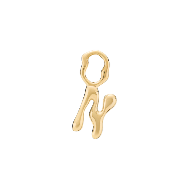 Fluent Letter N Charm Earring Gold