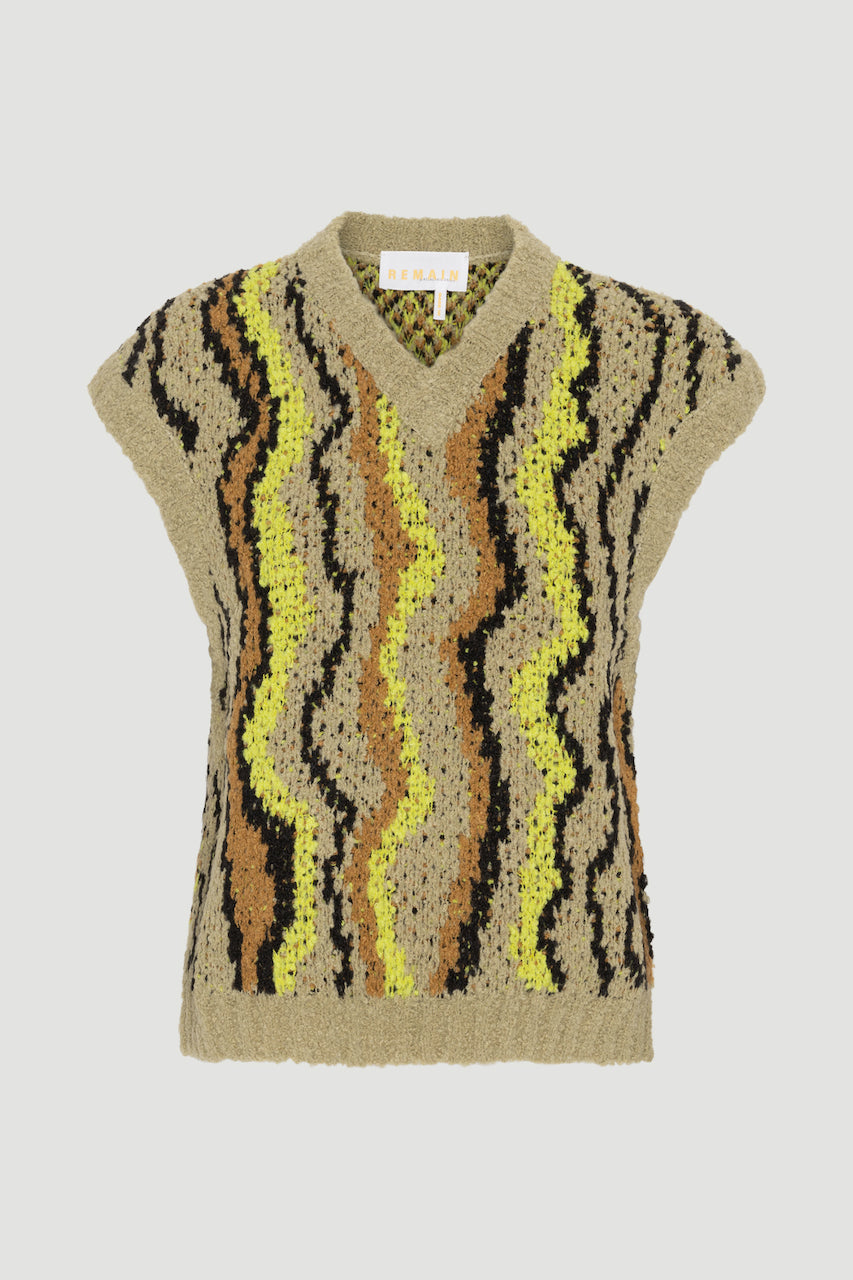 Judith Knit Vest Soft Jacquard 70S wave aop 