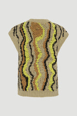 Judith Knit Vest Soft Jacquard 70S wave aop 