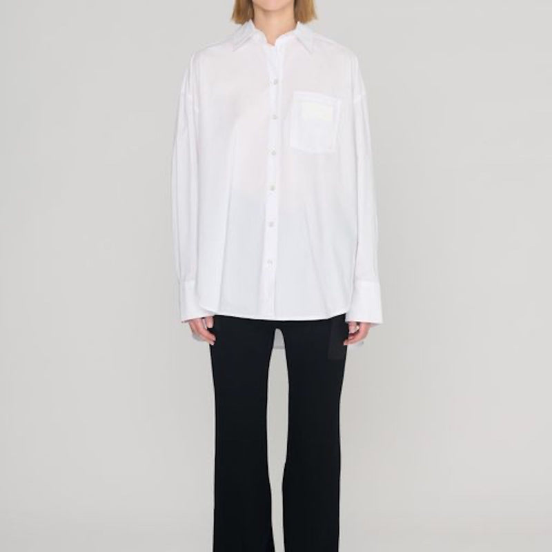 Cotton Poplin Pleated Back Shirt white
