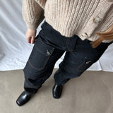 Raw Denim Cargo Pants black