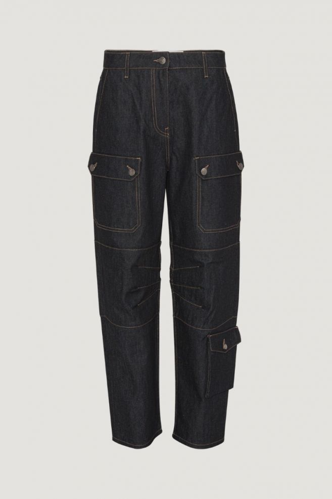 Raw Denim Cargo Pants black