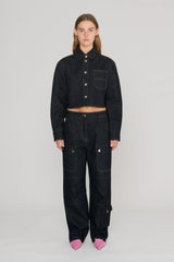 Raw Denim Cargo Pants black