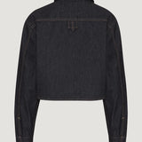 Raw Denim Cropped Boxy Shirt black