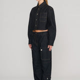 Raw Denim Cropped Boxy Shirt black